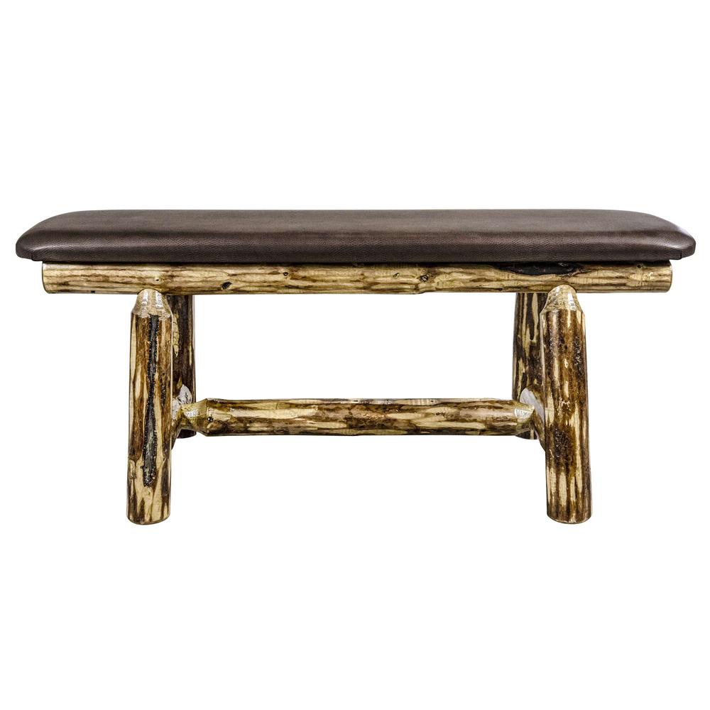 Glacier Country Collection Plank Style Bench, 45 Inch w/ Saddle Upholstery. Picture 2