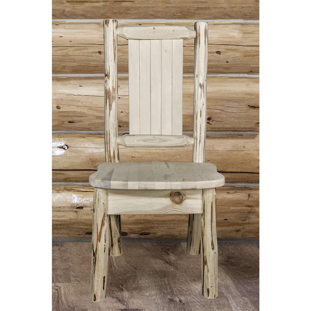 Montana Collection Side Chair w/ Laser Engraved Wolf Design, Ready to Finish. Picture 9