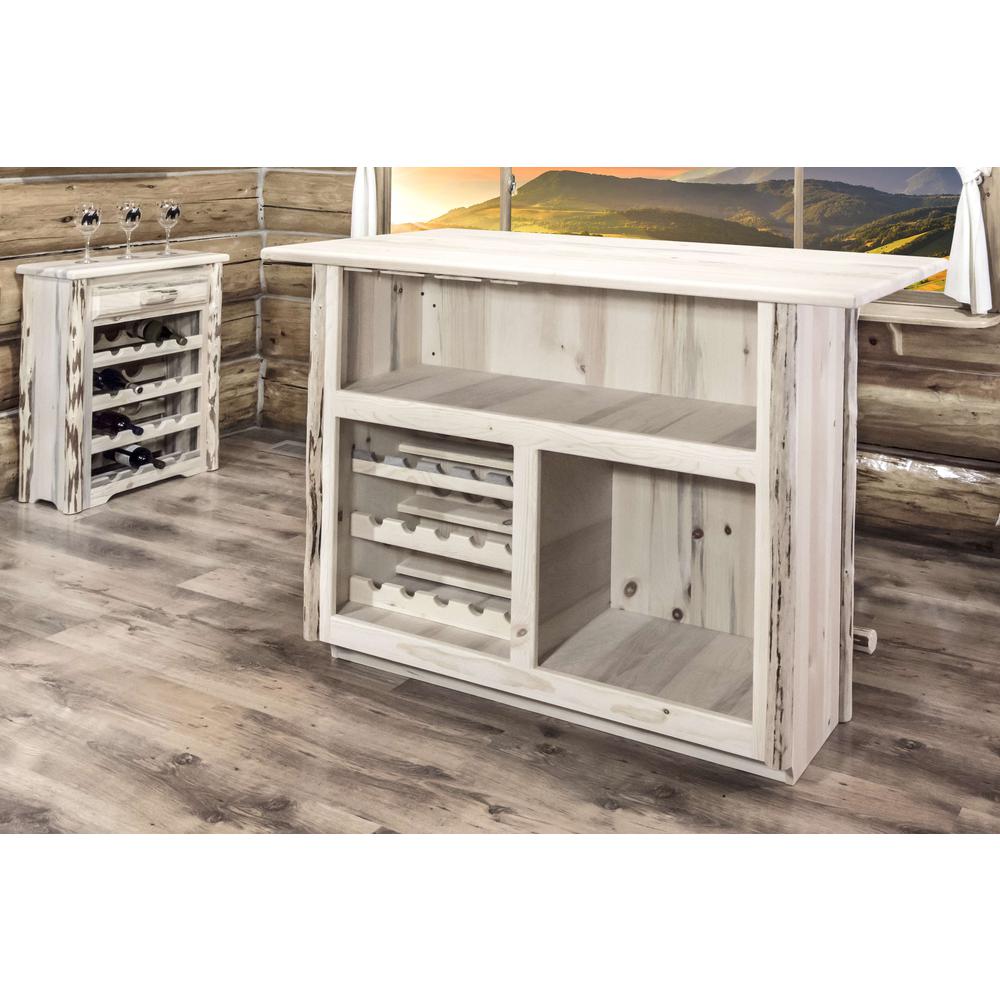 Montana Collection Deluxe Bar with Foot Rail, Clear Lacquer Finish. Picture 5