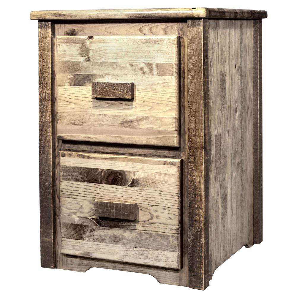 Homestead Collection 2 Drawer File Cabinet, Stain & Clear Lacquer Finish. Picture 3