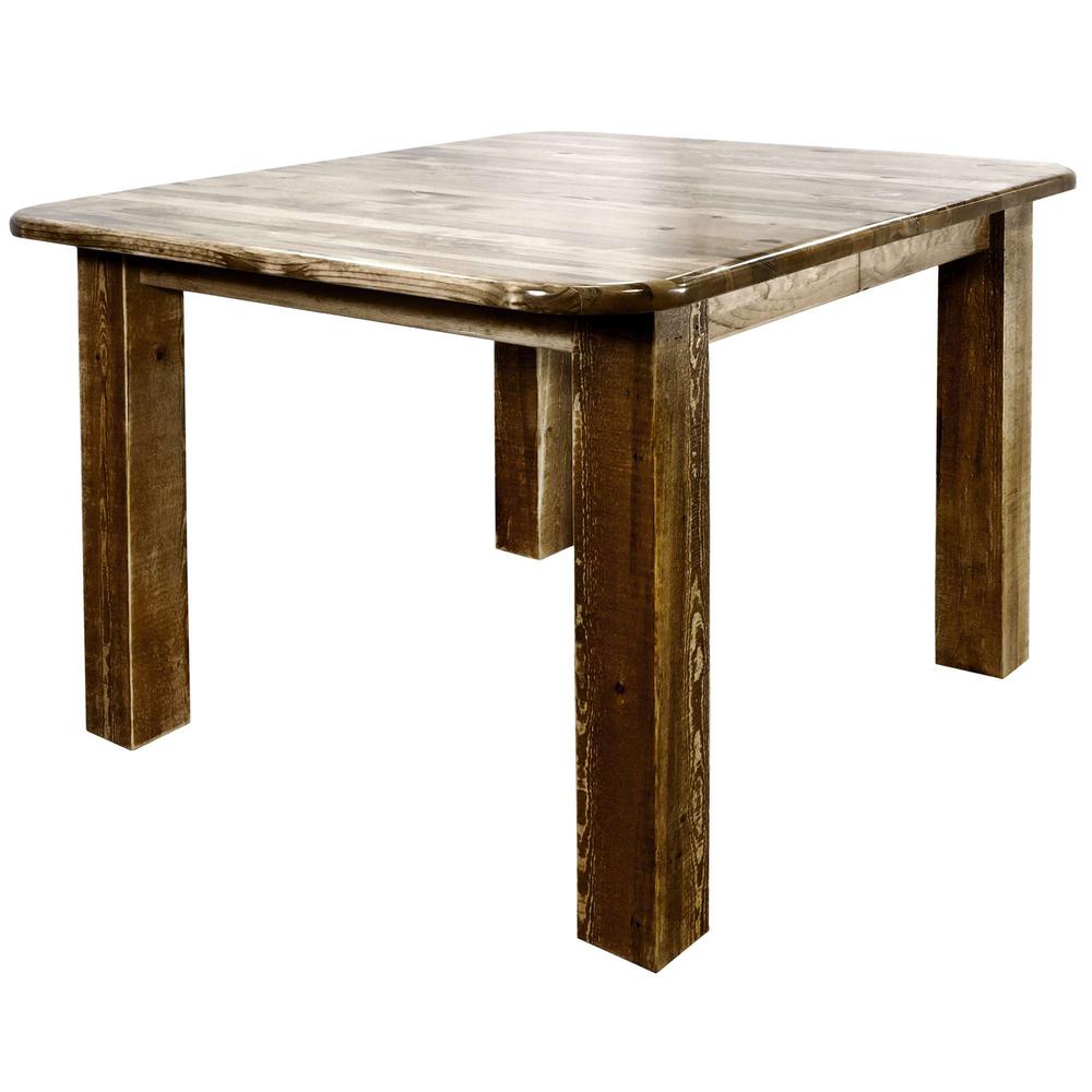 Homestead Collection 4 Post Dining Table, w/ Two 18" Leaves, Stain & Clear Lacquer Finish. Picture 3