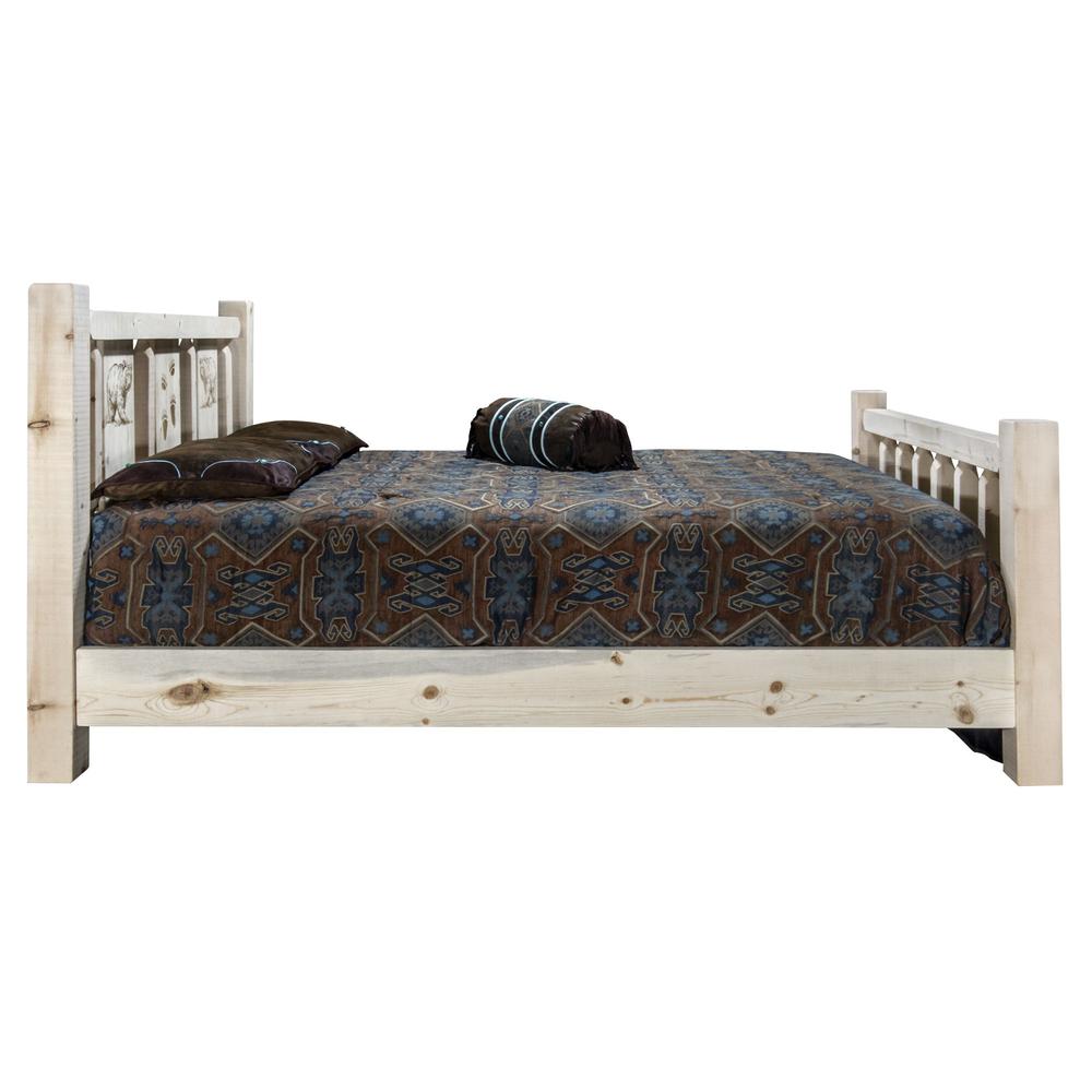 Homestead Collection Full Bed w/ Laser Engraved Bear Design, Ready to Finish. Picture 4