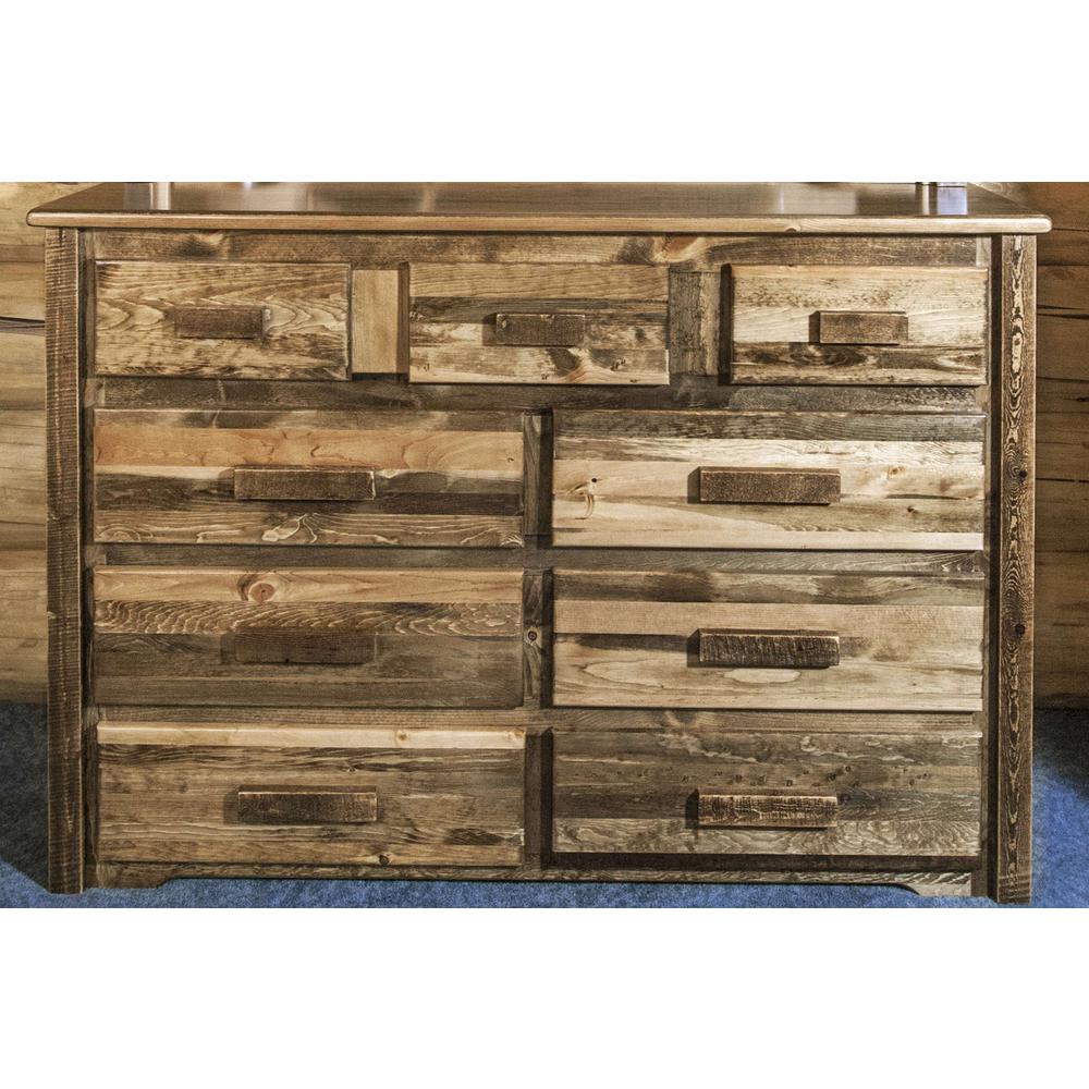 Homestead Collection 9 Drawer Dresser, Stain & Clear Lacquer Finish. Picture 5
