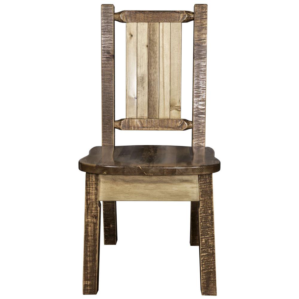 Homestead Collection Side Chair w/ Laser Engraved Moose Design, Stain & Lacquer Finish. Picture 4