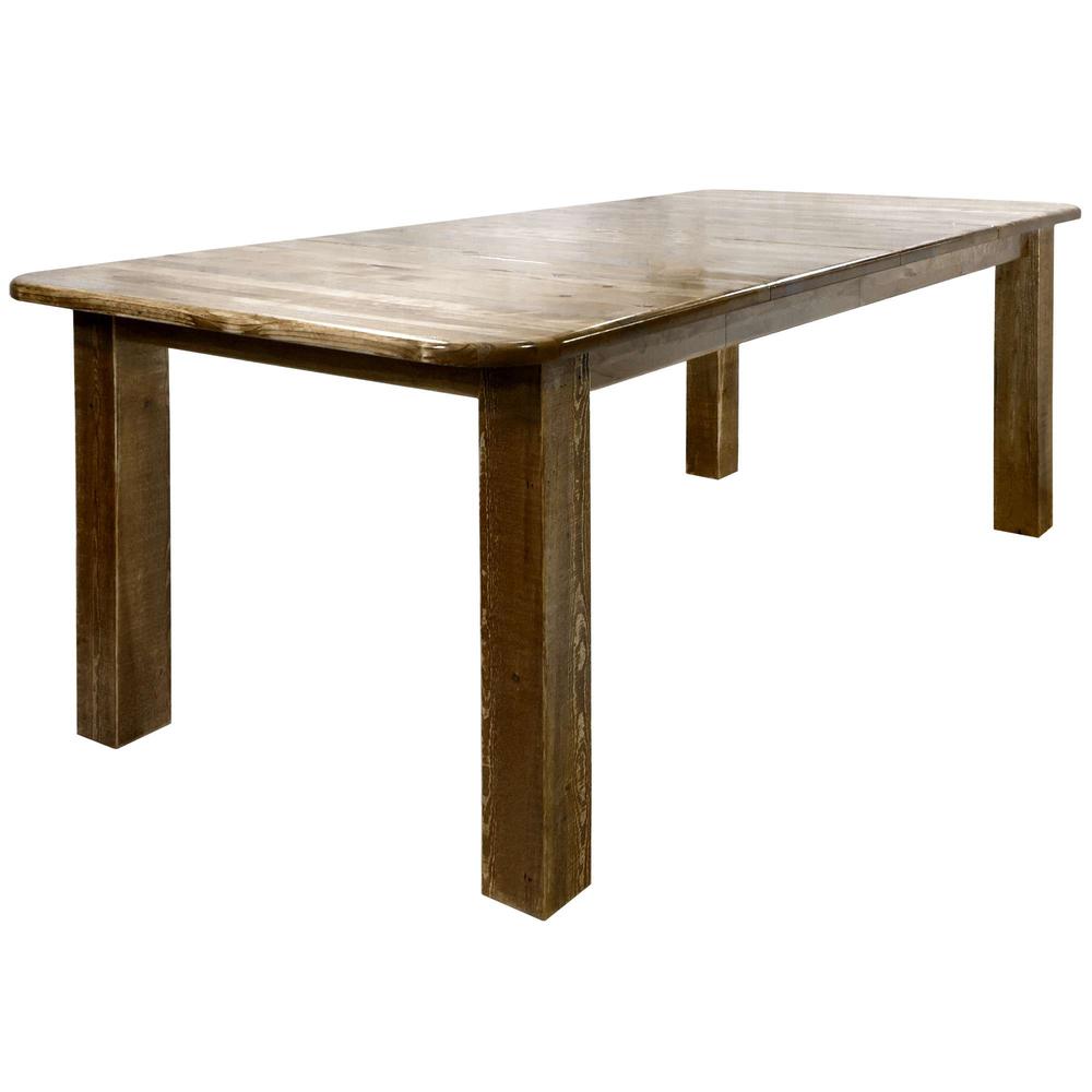 Homestead Collection 4 Post Dining Table, w/ Two 18" Leaves, Stain & Clear Lacquer Finish. Picture 1