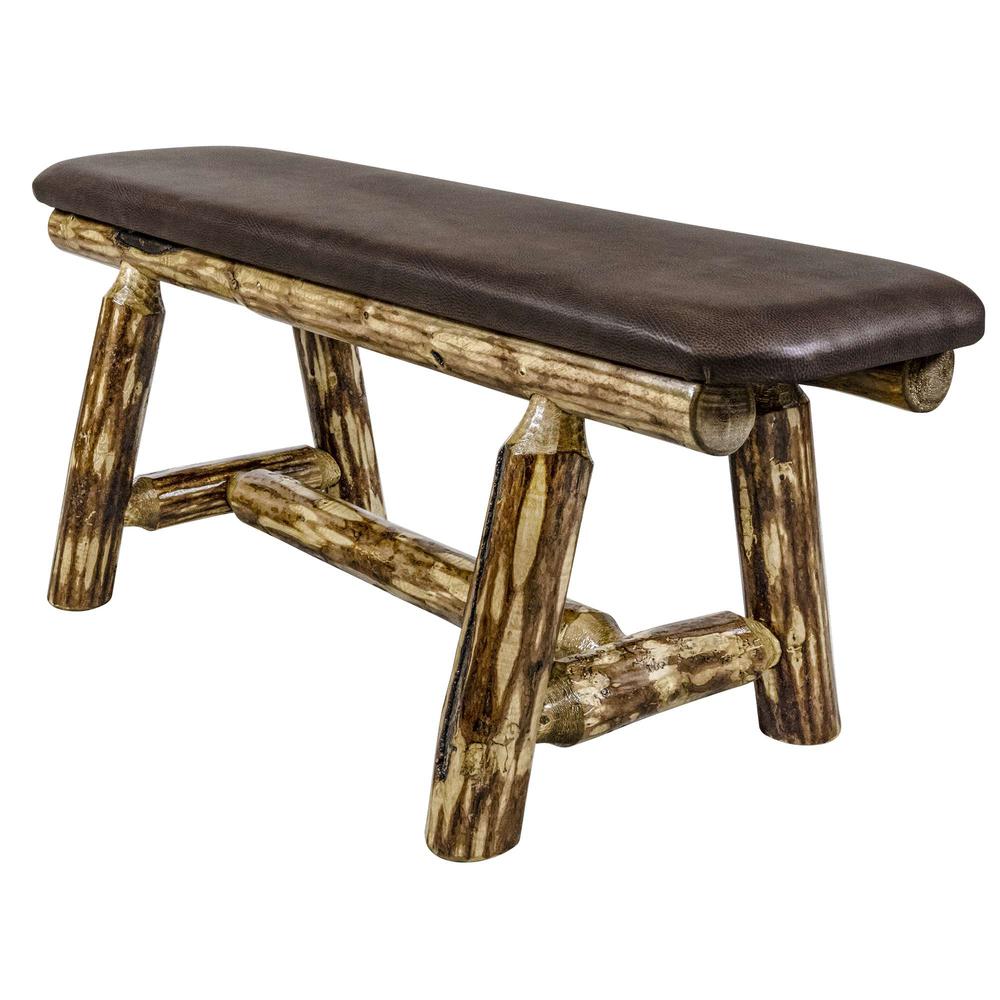 Glacier Country Collection Plank Style Bench, 45 Inch w/ Saddle Upholstery. Picture 3