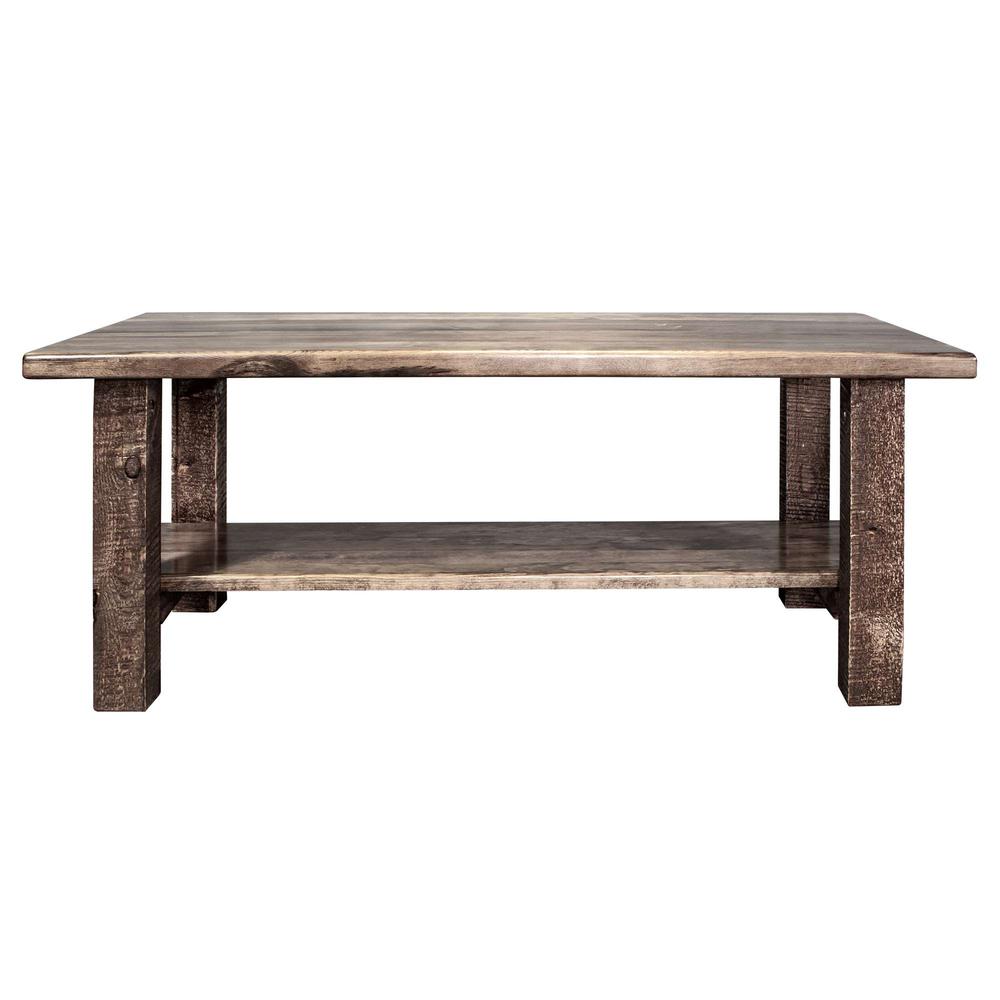 Homestead Collection Coffee Table w/ Shelf, Stain & Clear Lacquer Finish. Picture 2