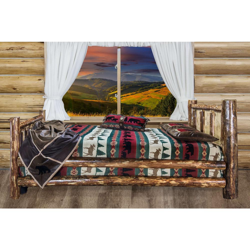 Glacier Country Collection California King Bed w/ Laser Engraved Wolf Design. Picture 11