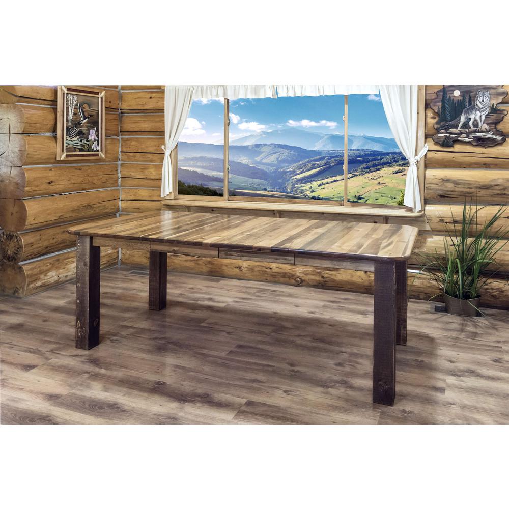 Homestead Collection 4 Post Dining Table, w/ Two 18" Leaves, Stain & Clear Lacquer Finish. Picture 4