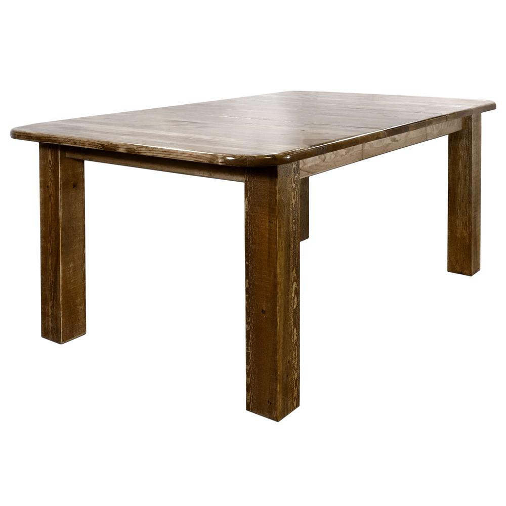 Homestead Collection 4 Post Dining Table, w/ Two 18" Leaves, Stain & Clear Lacquer Finish. Picture 2