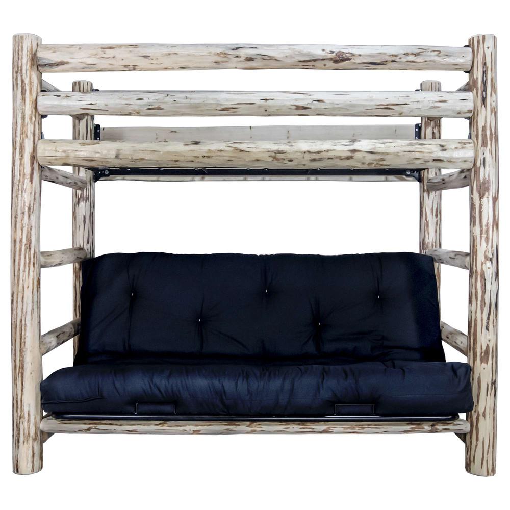 Montana Collection Twin Bunk Bed over Full Futon Frame w/ Mattress. Picture 2