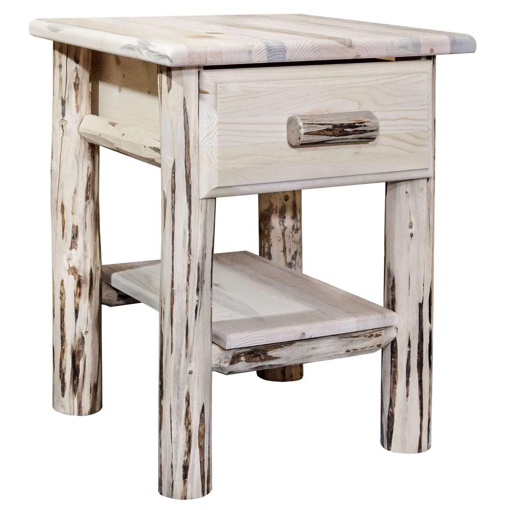 Montana Collection Nightstand with Drawer & Shelf, Ready to Finish. Picture 1