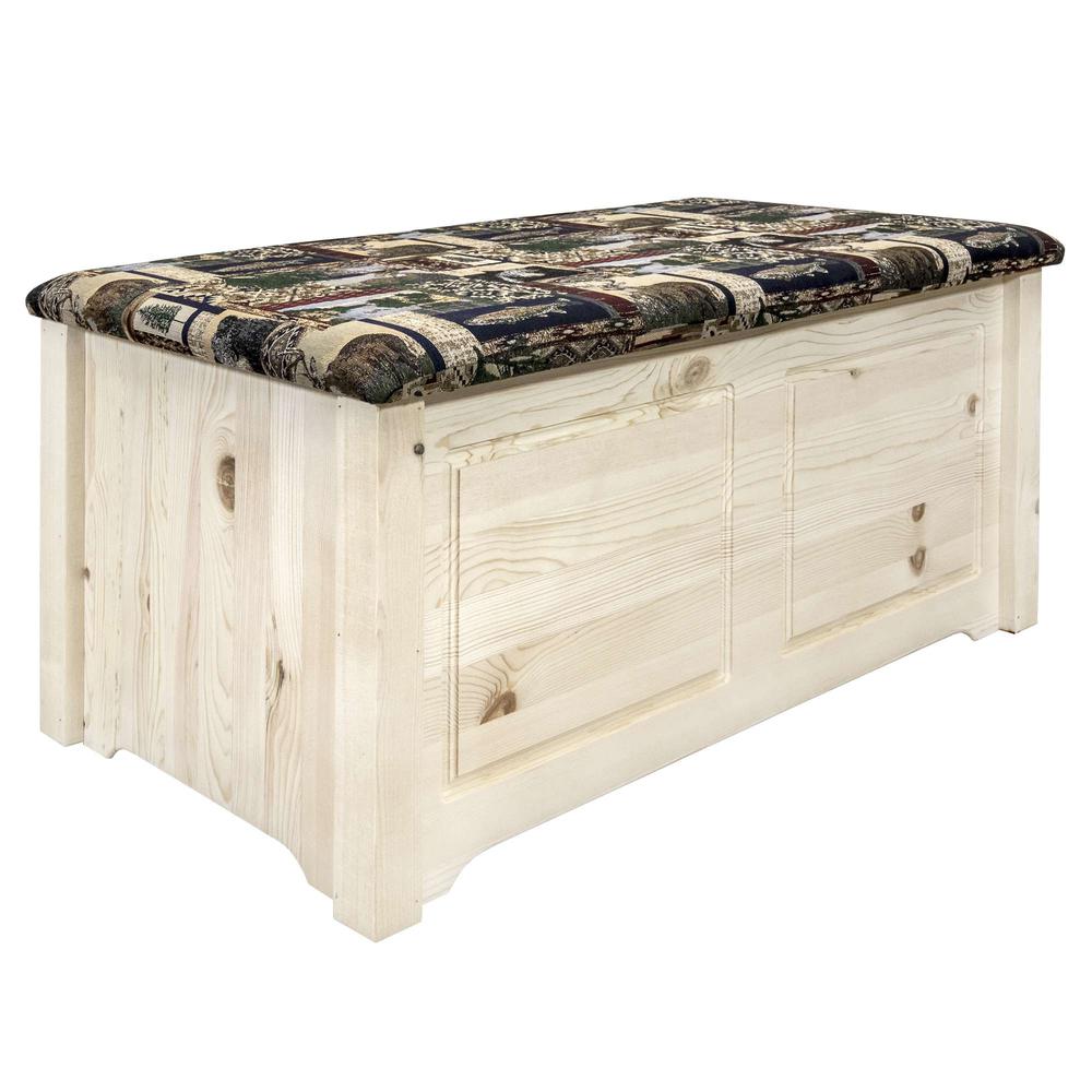 Homestead Collection Small Blanket Chest, Woodland Upholstery, Ready to Finish. Picture 1