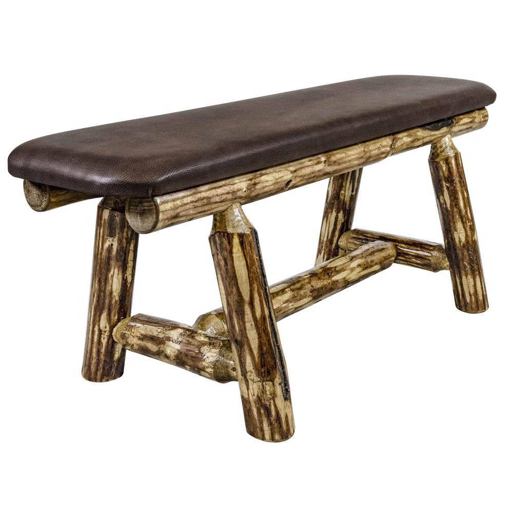 Glacier Country Collection Plank Style Bench, 45 Inch w/ Saddle Upholstery. Picture 1