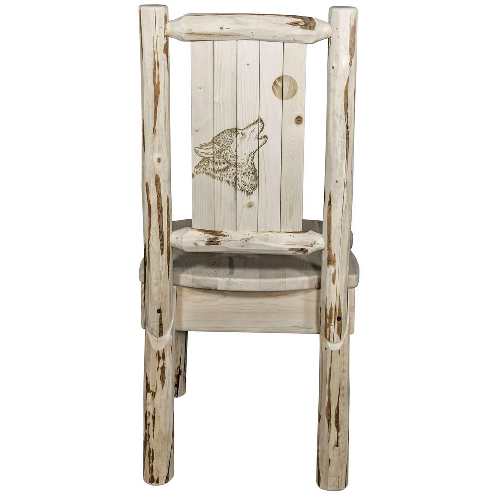 Montana Collection Side Chair w/ Laser Engraved Wolf Design, Ready to Finish. Picture 2
