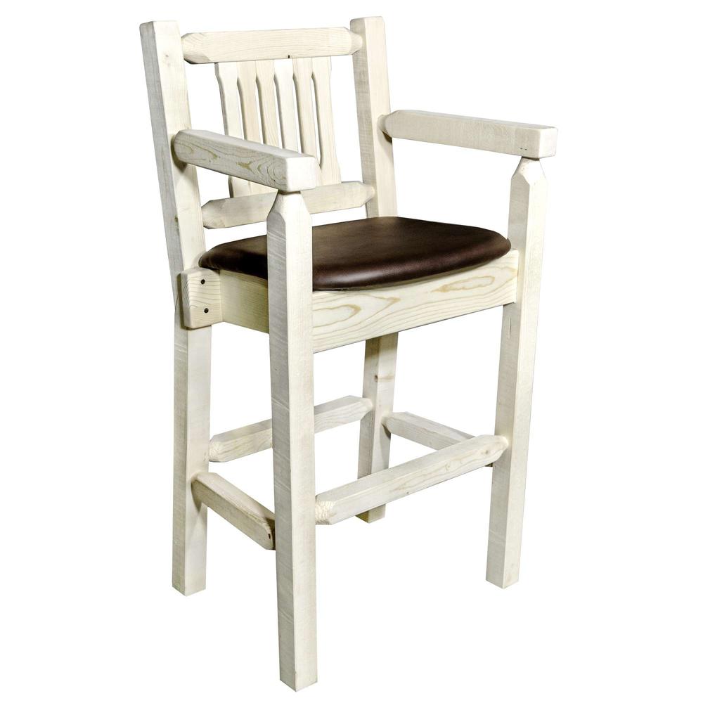 Homestead Collection Captain's Barstool - Saddle Upholstery, Ready to Finish. Picture 1