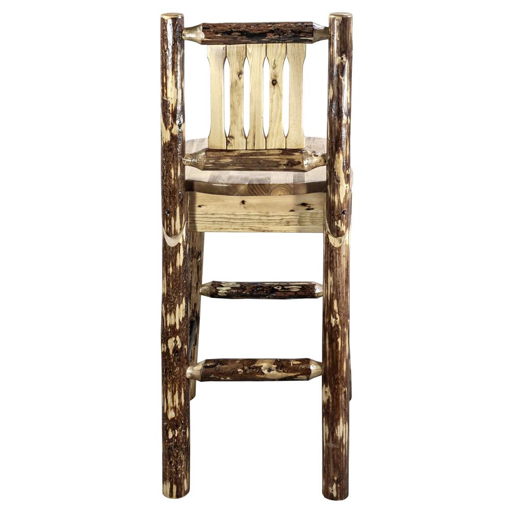 Glacier Country Collection Barstool w/ Back, Ergonomic Wooden Seat. Picture 5