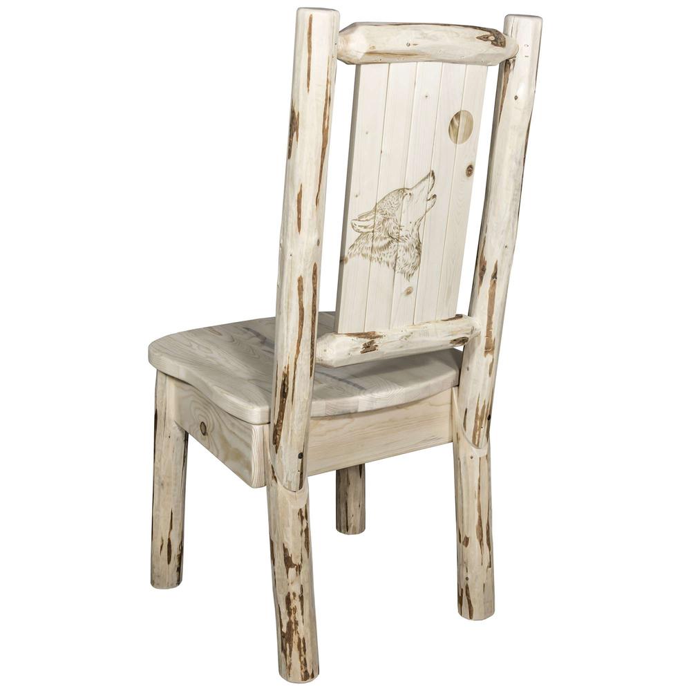 Montana Collection Side Chair w/ Laser Engraved Wolf Design, Ready to Finish. Picture 1