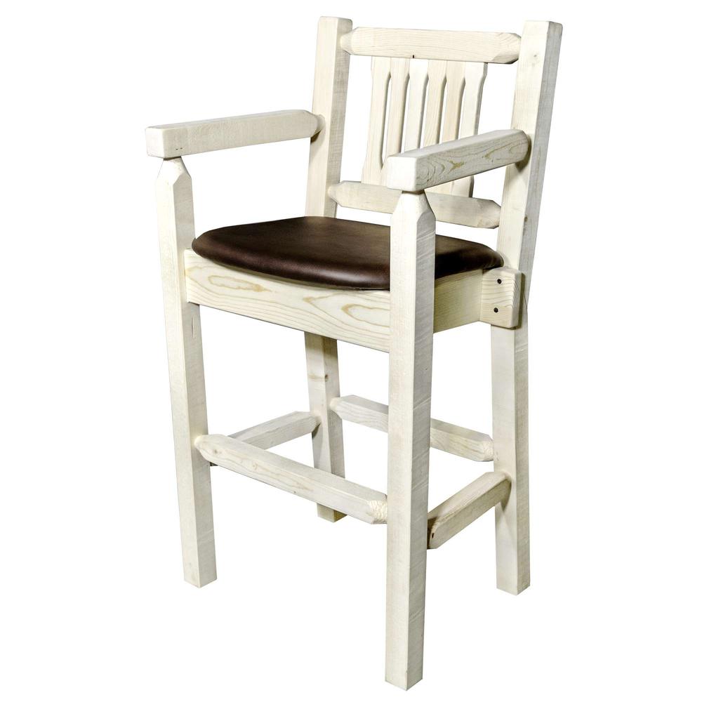 Homestead Collection Captain's Barstool - Saddle Upholstery, Ready to Finish. Picture 2
