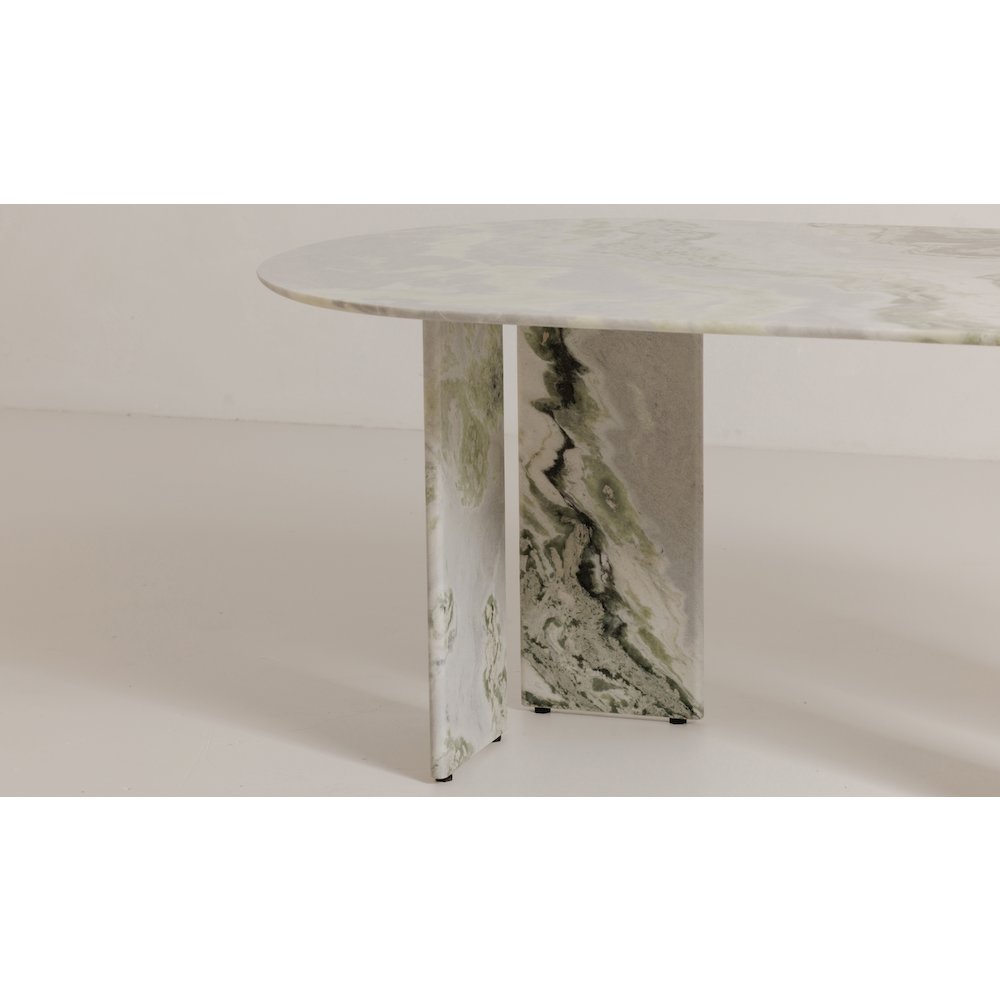 Celia Oval Dining Table Green Onyx Marble. Picture 4