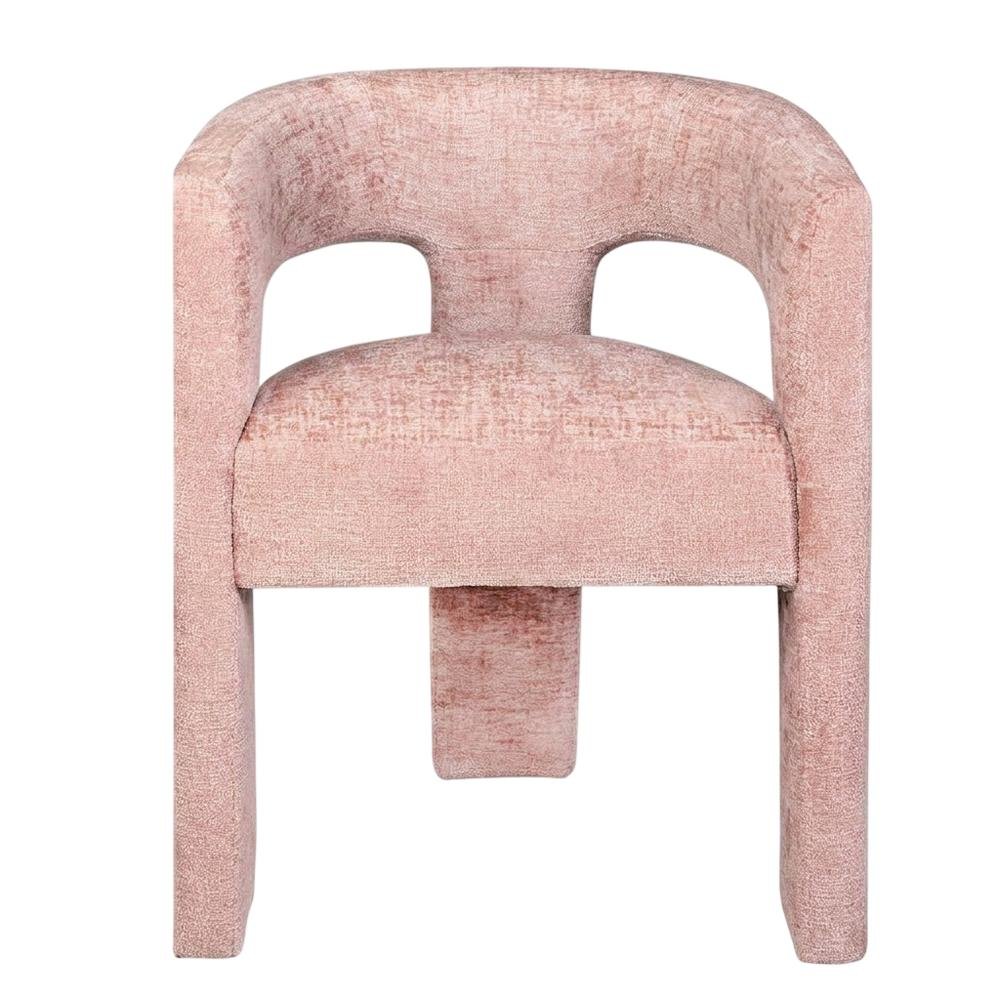 Jacquard Modern Accent Armchair, Sculptural Frame, Pink, Set of 2. Picture 4
