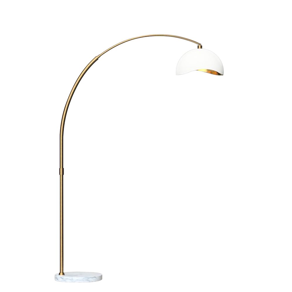 Luna Bella Arc Floor Lamp - 92", Brass, White/Gold Leaf Shade. Picture 1