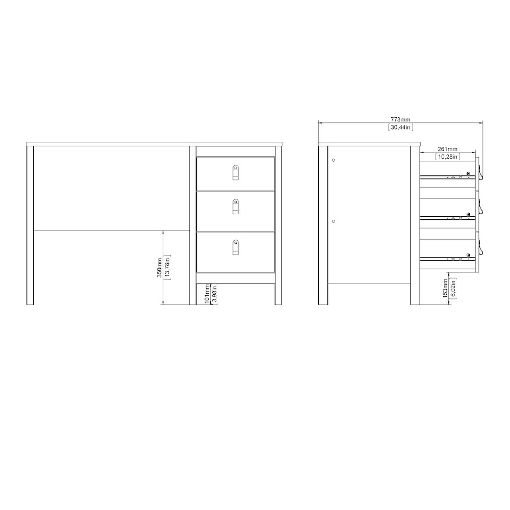 Home Office Writing Desk with 3 Storage Drawers. Picture 17