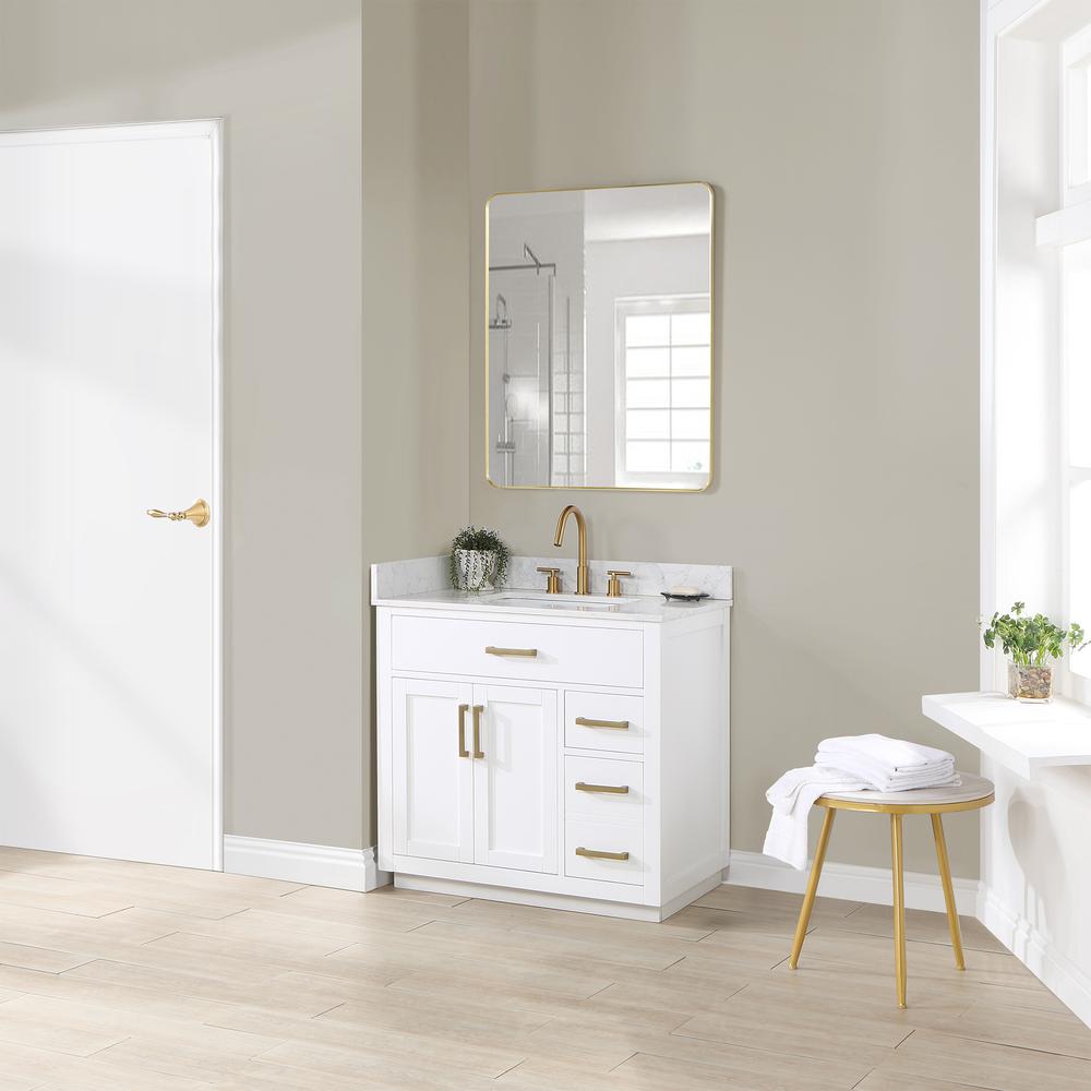 36" Single Bathroom Vanity in White without Mirror. Picture 13