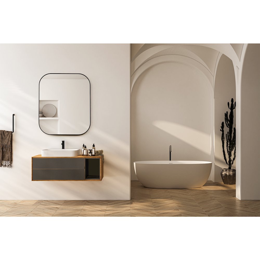 36x30" Rectangular Aluminum Framed in Matte Black Modern Bathroom Wall Mirror. Picture 16