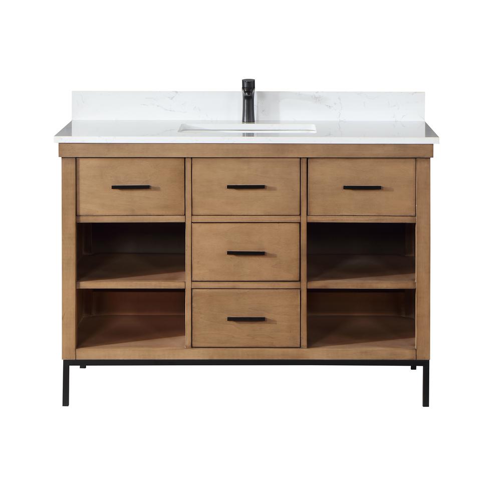 48" Single Bathroom Vanity Set in Brown Pine without Mirror. Picture 1