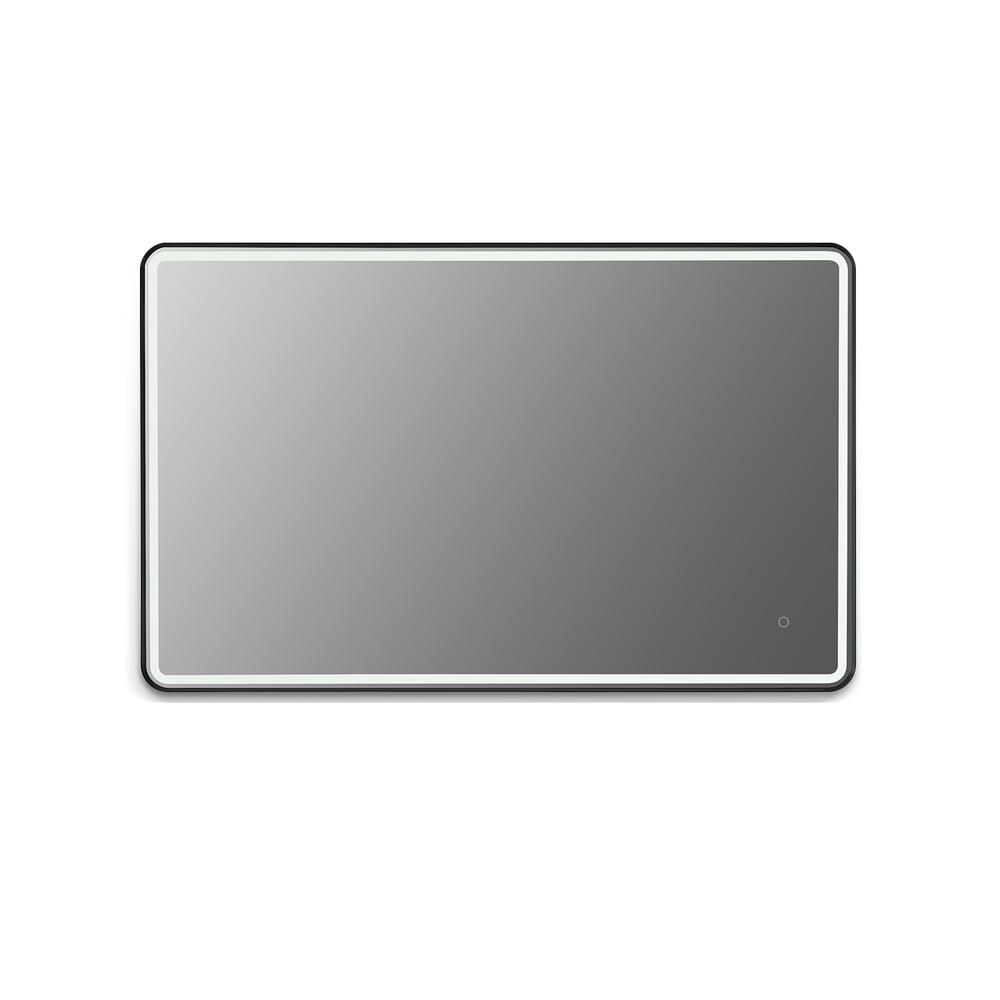 Framed in Matt Black Modern Bathroom/Vanity LED Lighted Wall Mirror. Picture 1