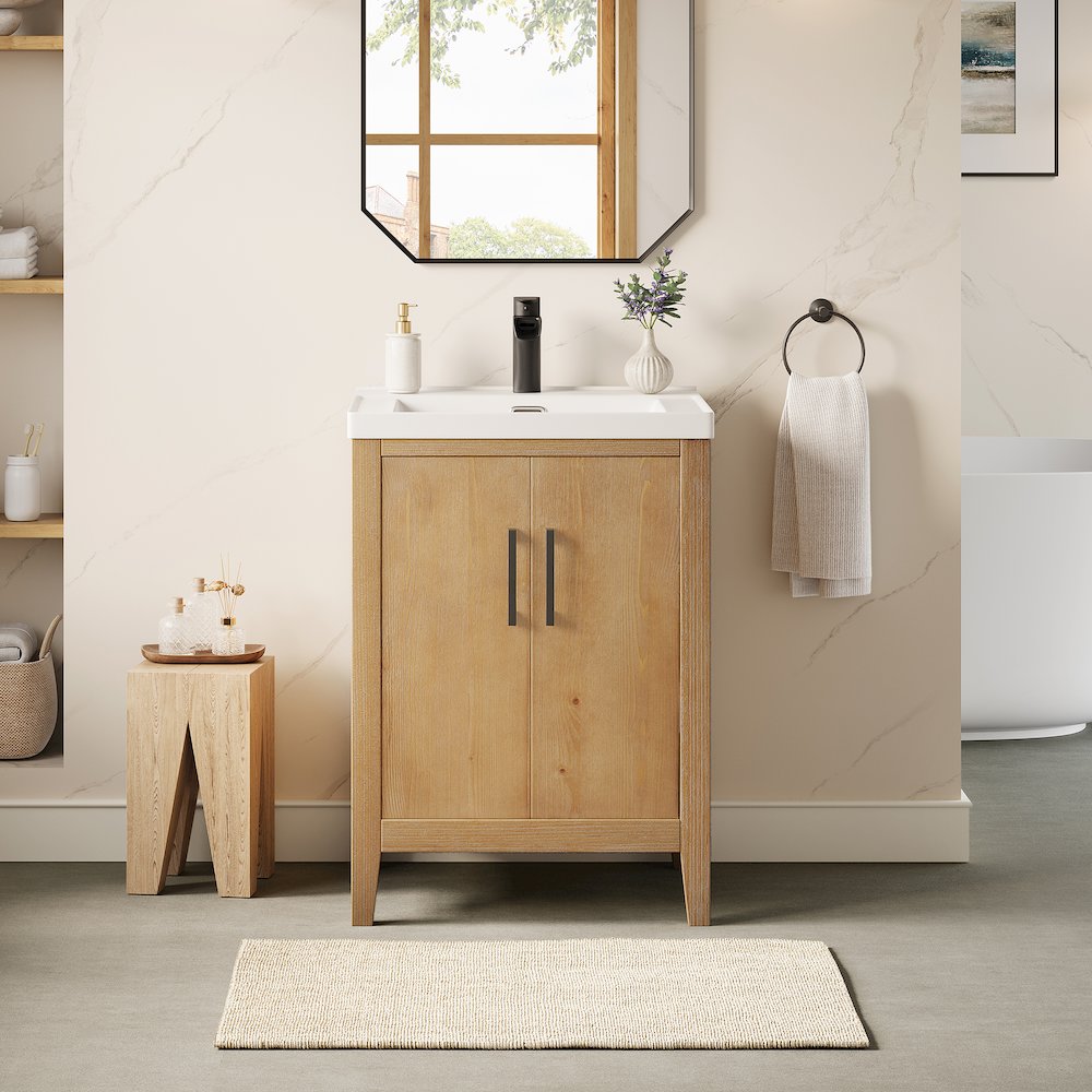 24" Single Bathroom Vanity in with White Ceramic Intergated Sink without Mirror. Picture 2