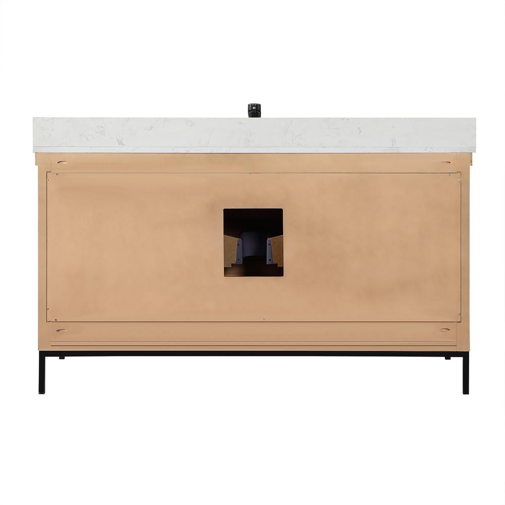 60" Single Bathroom Vanity Set in Brown Pine without Mirror. Picture 2