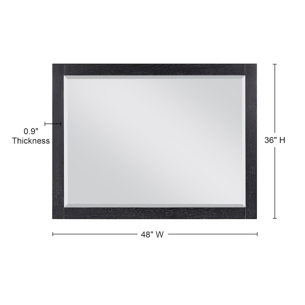 48" Rectangular Bathroom Wood Framed Wall Mirror in Black Oak. Picture 10