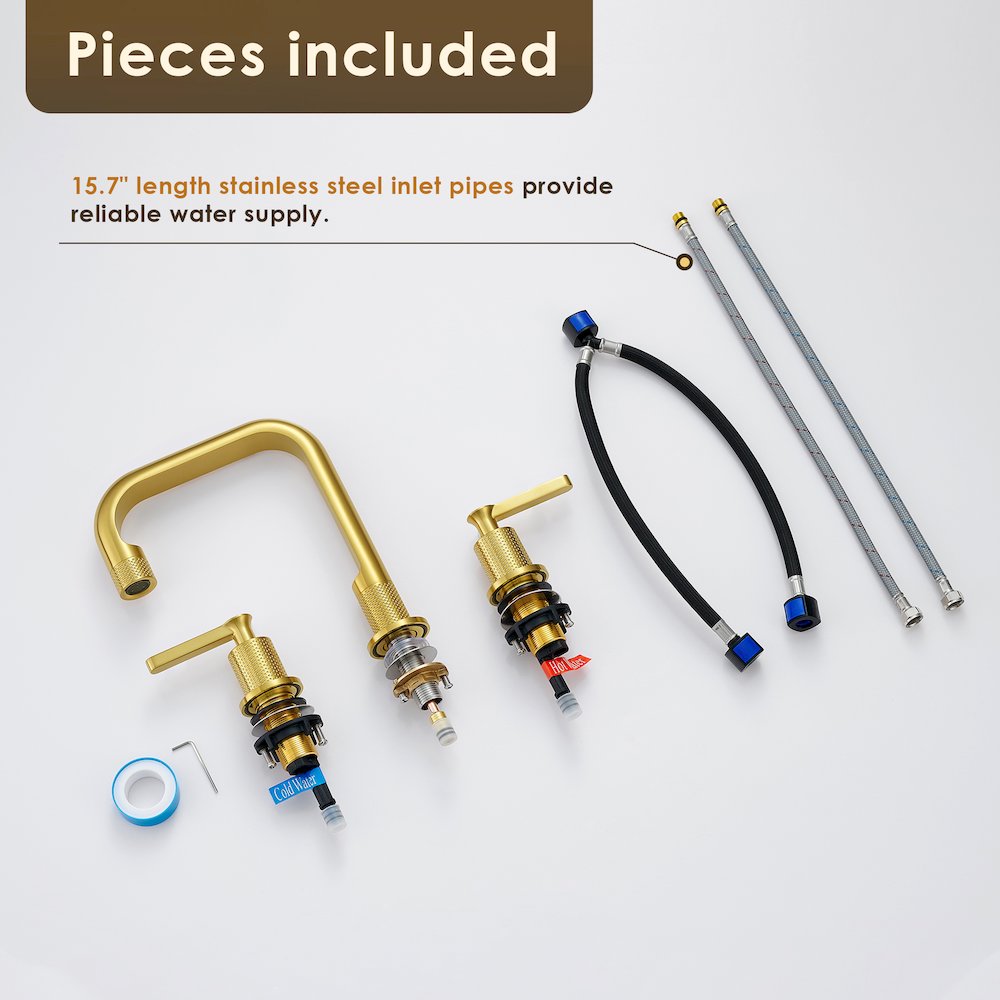 8. in Widespread 2-Handle Bathroom Faucet in Brushed Gold. Picture 14