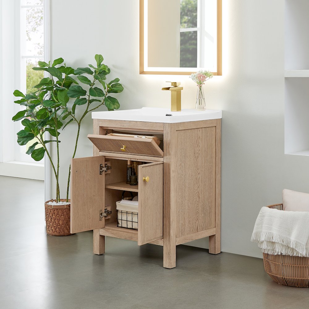 Cerrito 24" Single Bathroom Vanity in Natural Oak. Picture 4