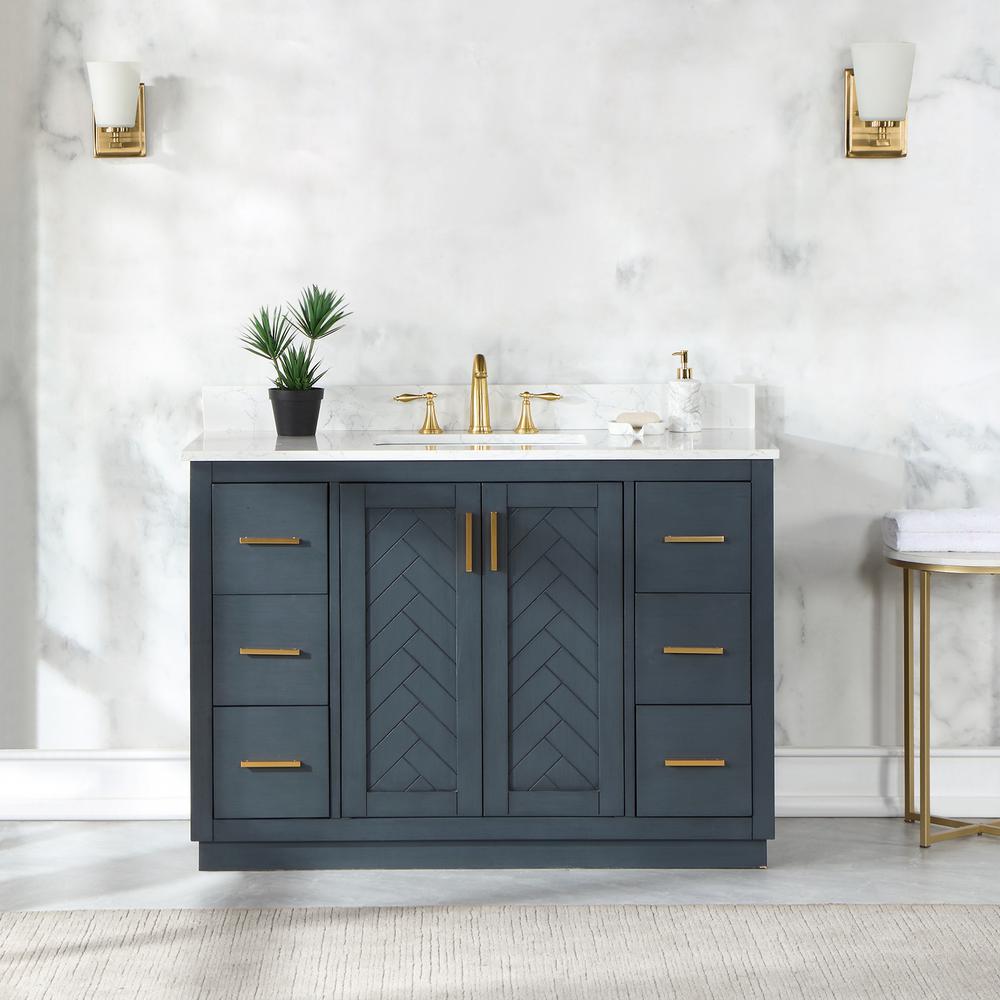48" Single Bathroom Vanity Set in Classic Blue without Mirror. Picture 3