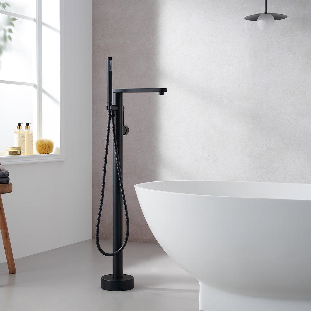 Double Lever Handles Freestanding Floor Mounted Tub Filler. Picture 2