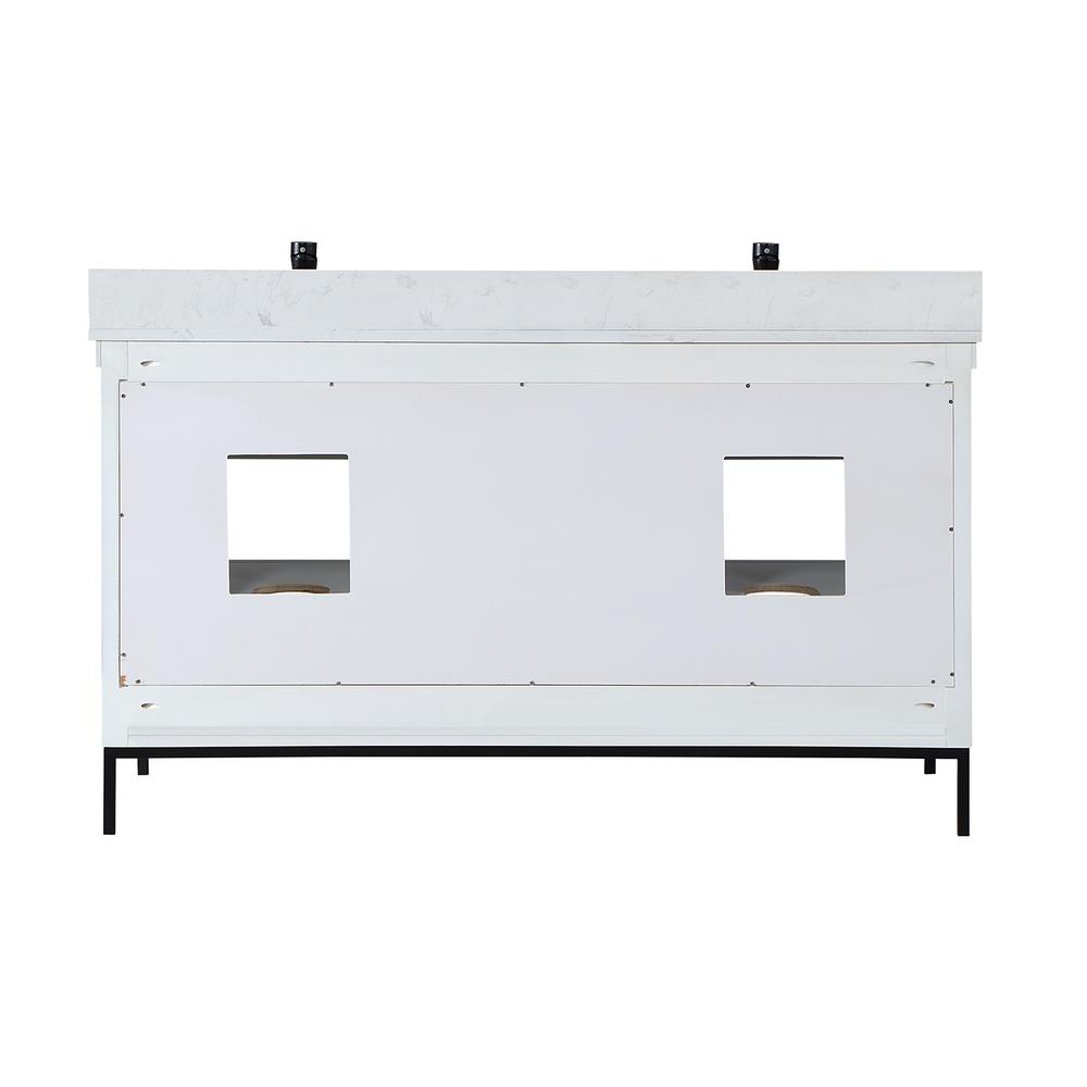 60" Double Bathroom Vanity Set in White with Mirror. Picture 2