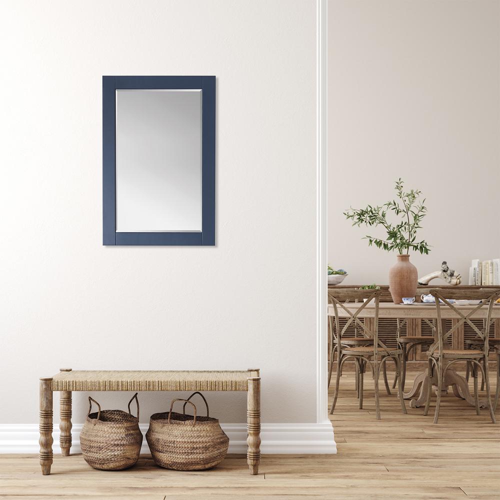 24" Rectangular Bathroom Wood Framed Wall Mirror in Royal Blue. Picture 8