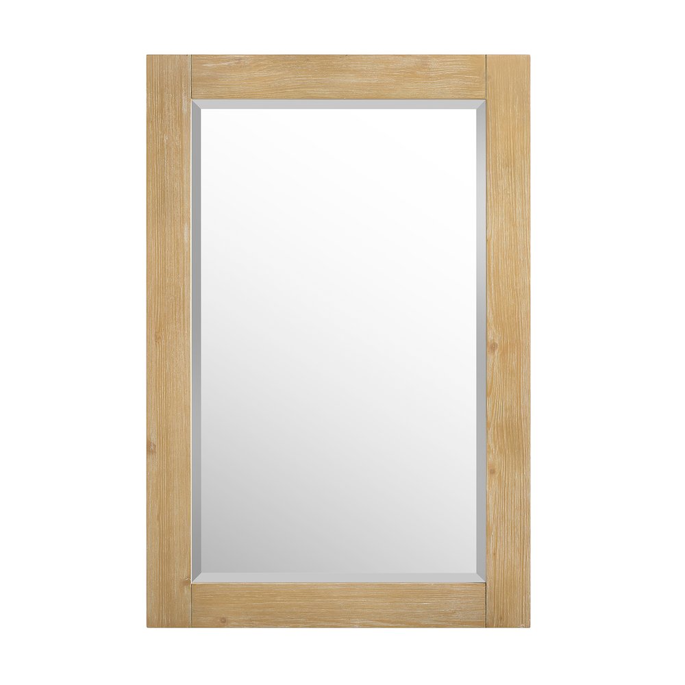 24" Rectangular Bathroom Wood Framed Wall Mirror in Light Brown. Picture 2