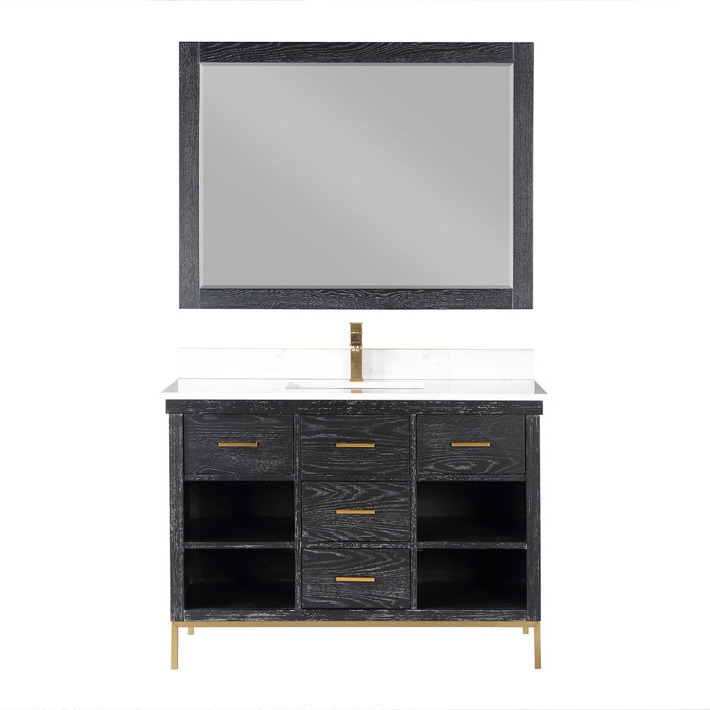 48" Single Bathroom Vanity Set in Black Oak with Mirror. Picture 1