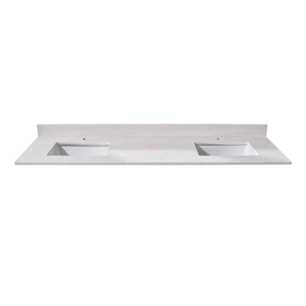 73 in. Composite Stone Vanity Top in Milano White with White Sink. Picture 3