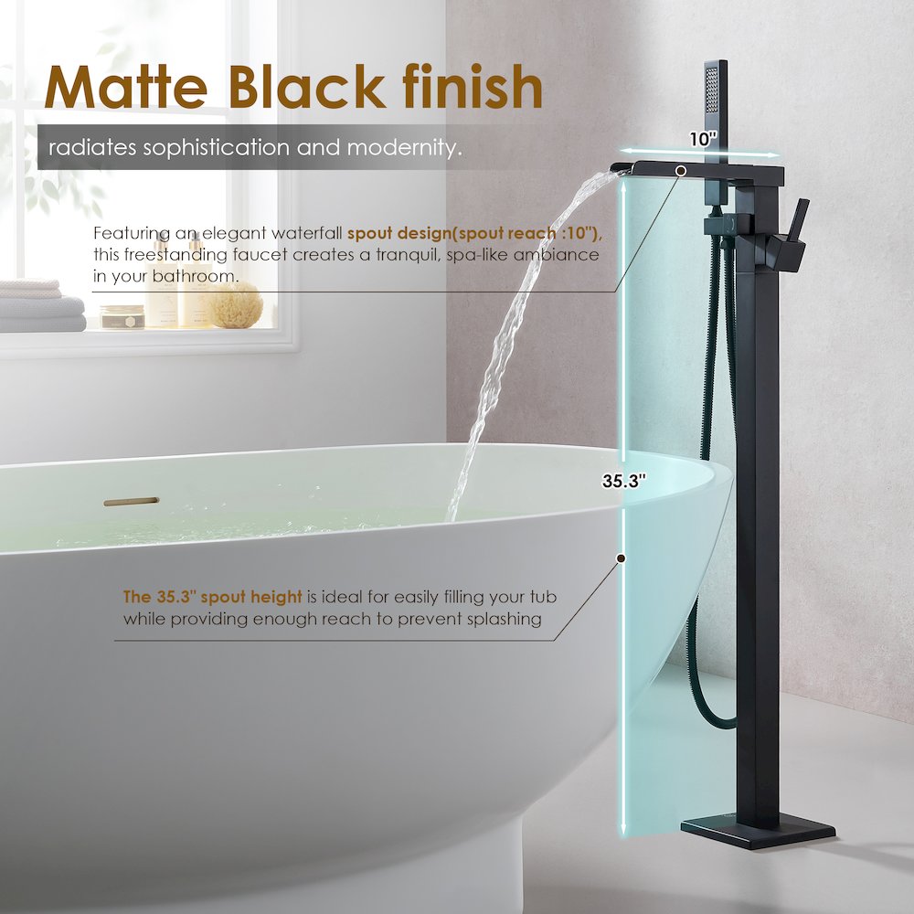 Single Lever Handle Freestanding Floor Mounted Tub Filler. Picture 10