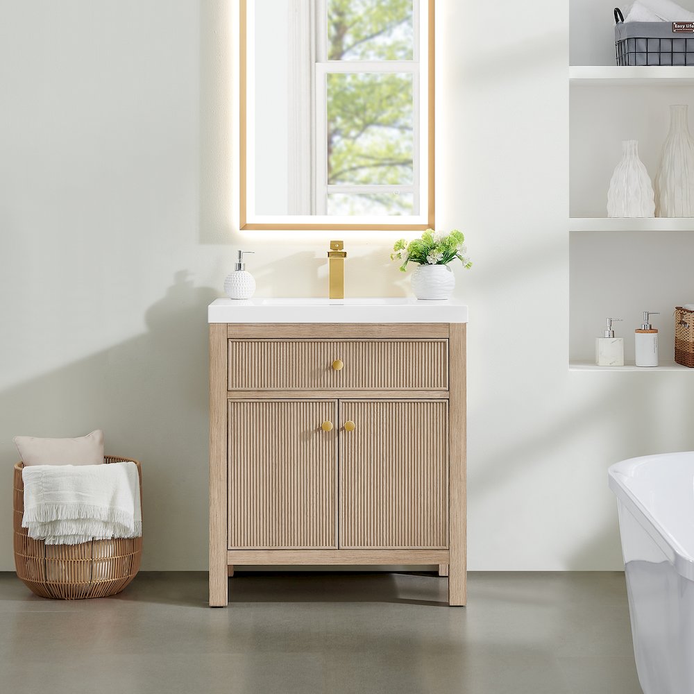 Cerrito 30" Single Bathroom Vanity in Natural Oak. Picture 2