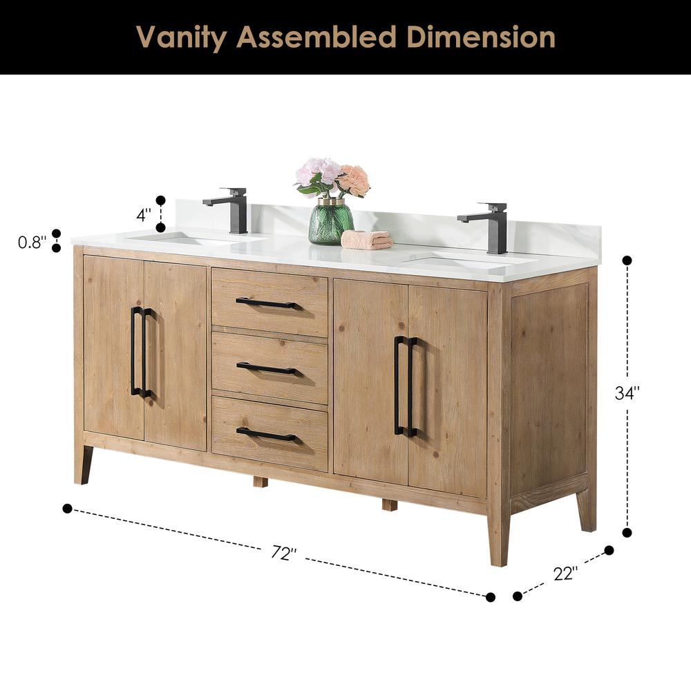 Double Bathroom Vanity in Weathered Fir with Stone Countertop with Mirror. Picture 11