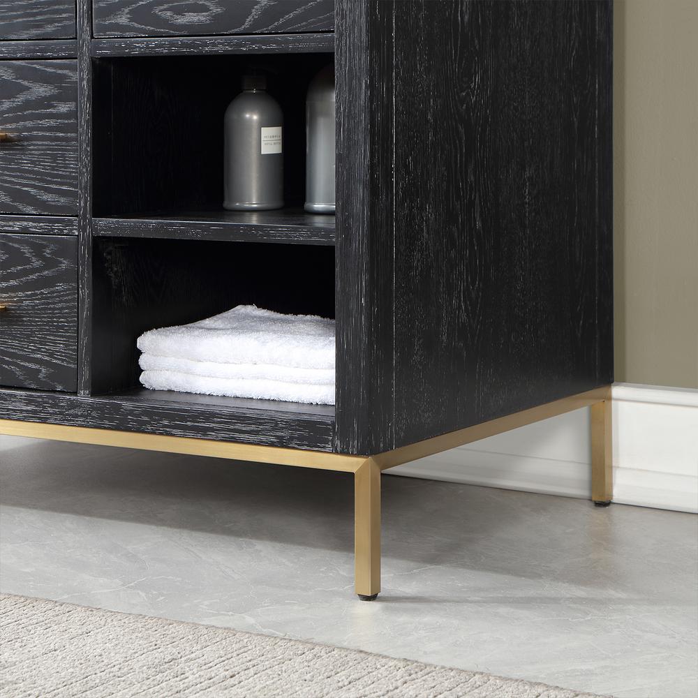 48" Single Bathroom Vanity Set in Black Oak with Mirror. Picture 9