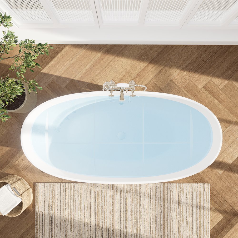 65" x 30" Solid Surface Soaking Bathtub and Integrated Overflow. Picture 9