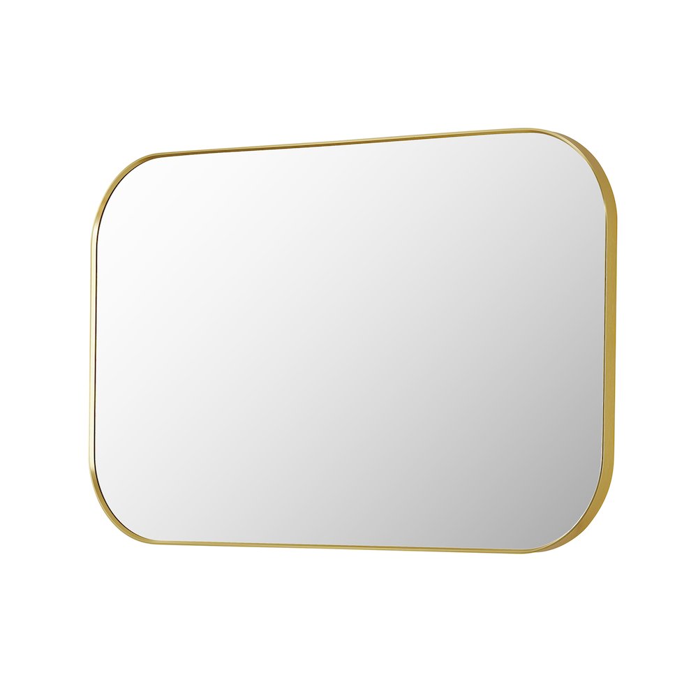48x30" Rectangular Aluminum Framed in Brushed Gold Modern Bathroom Wall Mirror. Picture 1
