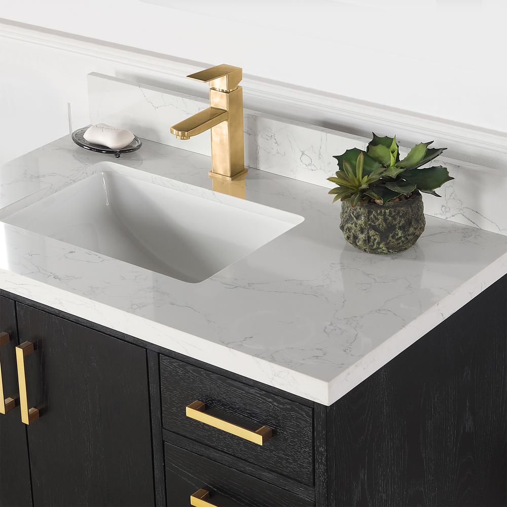 36" Single Bathroom Vanity Set in Black Oak without Mirror. Picture 8